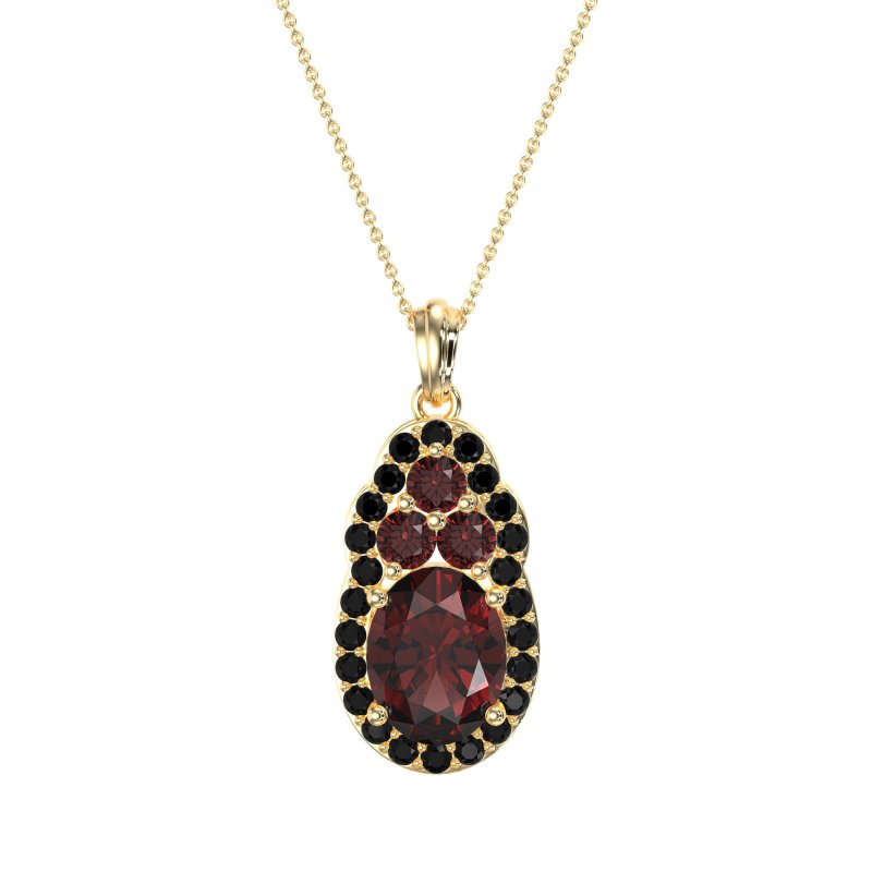 Oval Halo Three-Stone Necklace