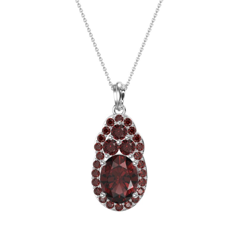 Oval Halo Three-Stone Necklace