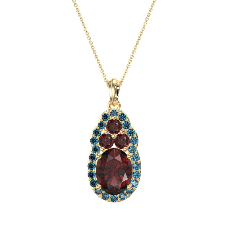 Oval Halo Three-Stone Necklace