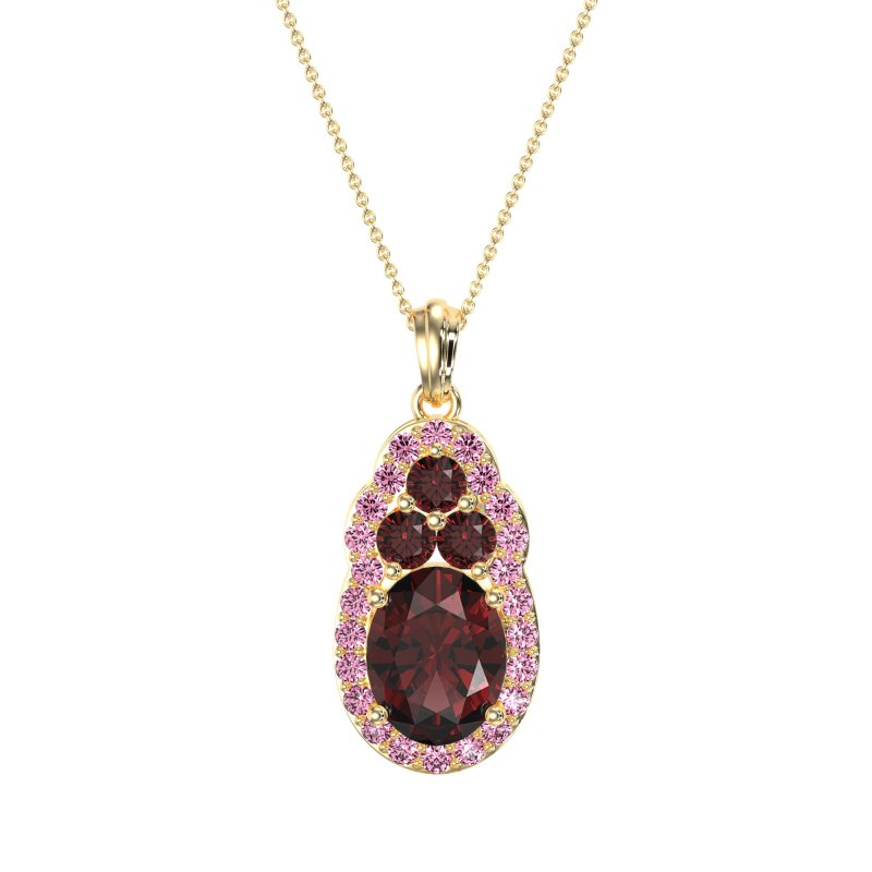 Oval Halo Three-Stone Necklace