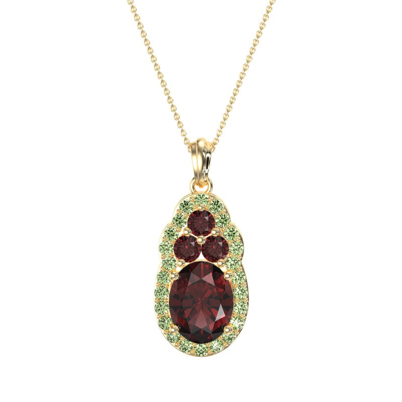Oval Halo Three-Stone Necklace