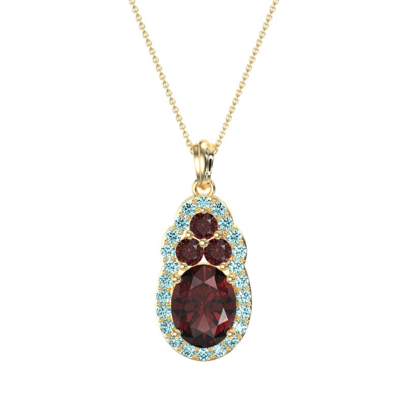 Oval Halo Three-Stone Necklace