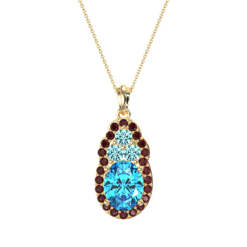 Oval Halo Three-Stone Necklace