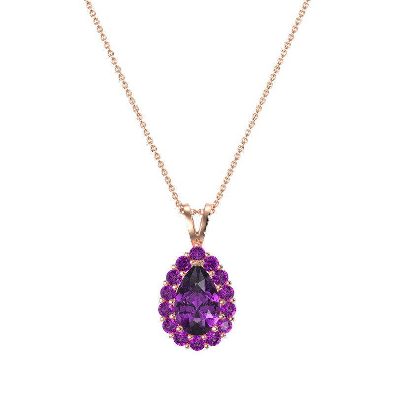 Pear Drop Halo Simple Necklace