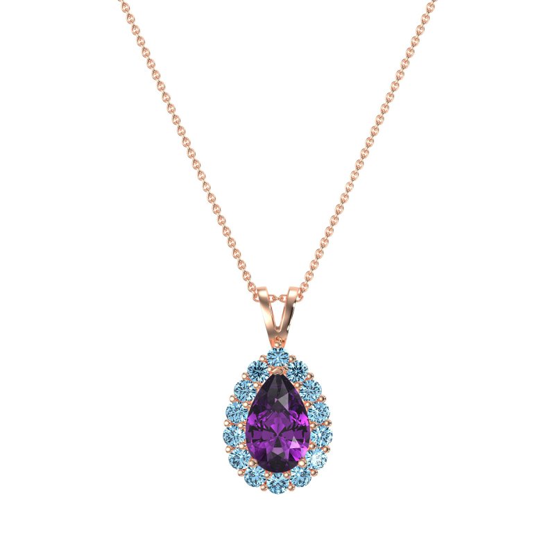 Pear Drop Halo Simple Necklace