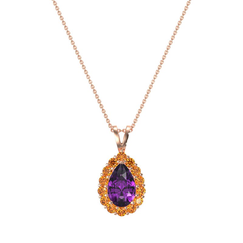 Pear Drop Halo Simple Necklace