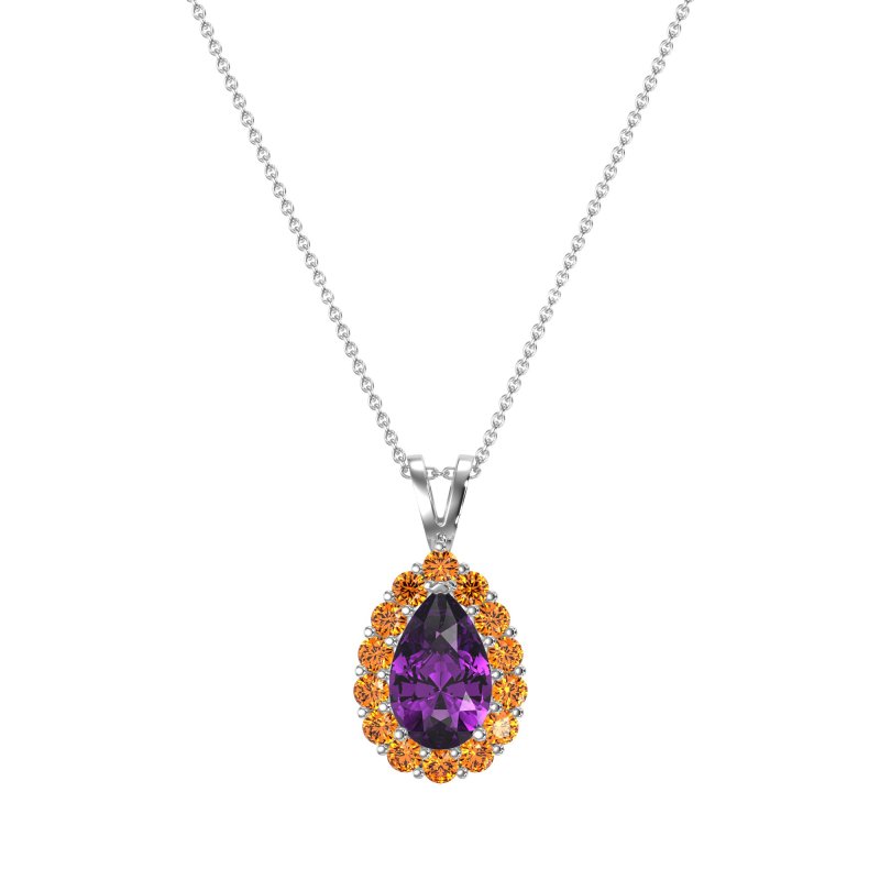 Pear Drop Halo Simple Necklace