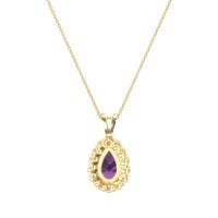 Pear Drop Halo Simple Necklace
