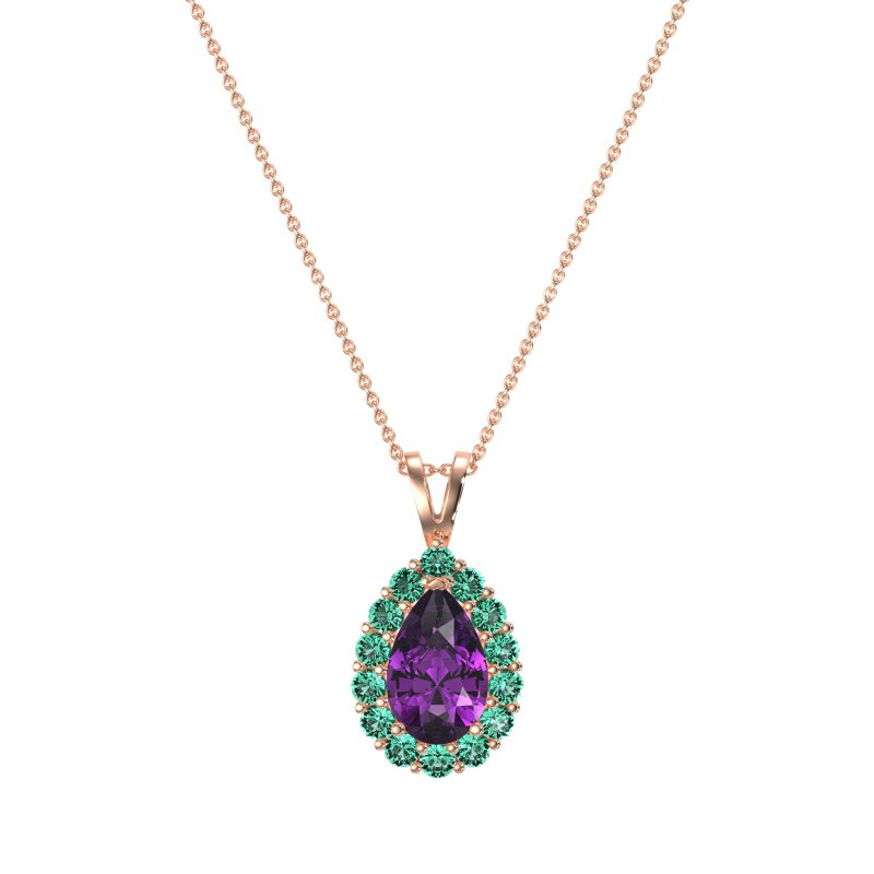 Pear Drop Halo Simple Necklace