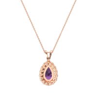 Pear Drop Halo Simple Necklace