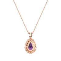 Pear Drop Halo Simple Necklace