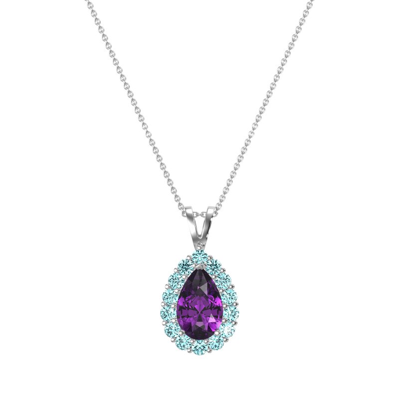Pear Drop Halo Simple Necklace
