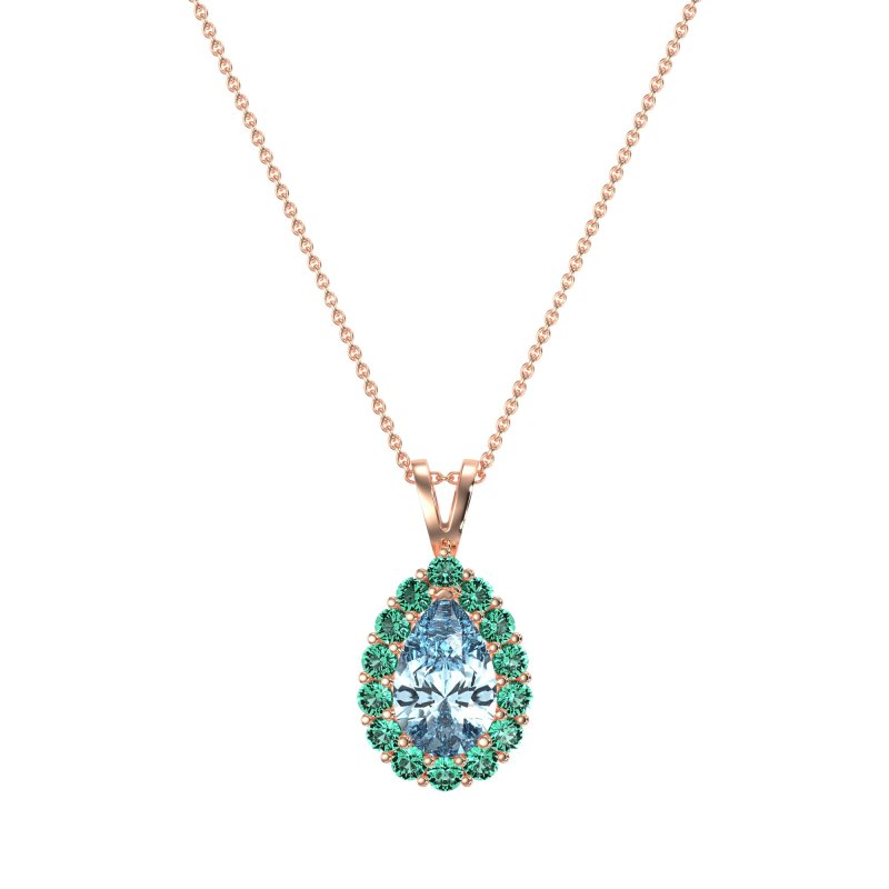 Pear Drop Halo Simple Necklace