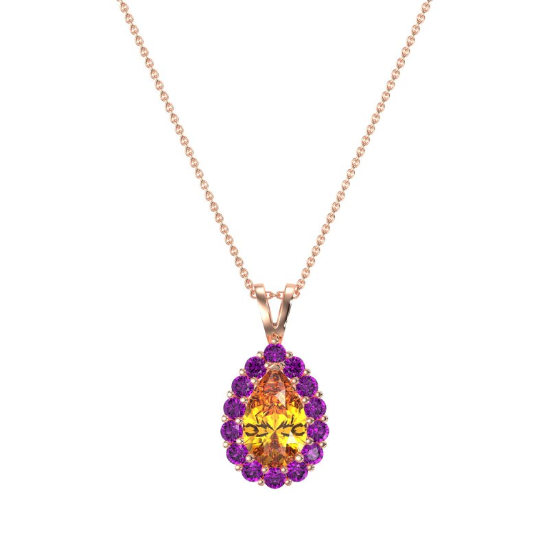 Pear Drop Halo Simple Necklace