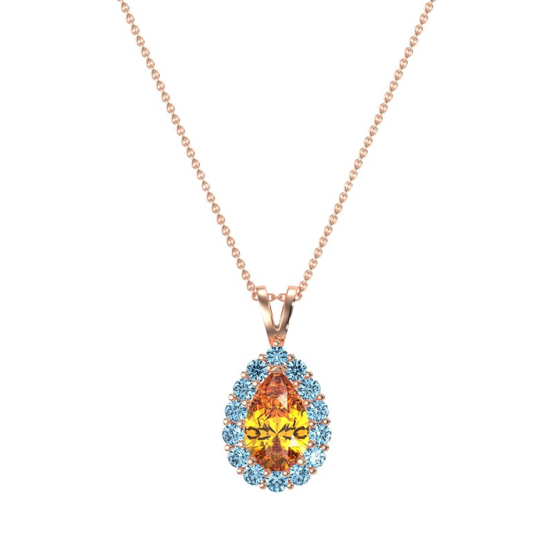 Pear Drop Halo Simple Necklace