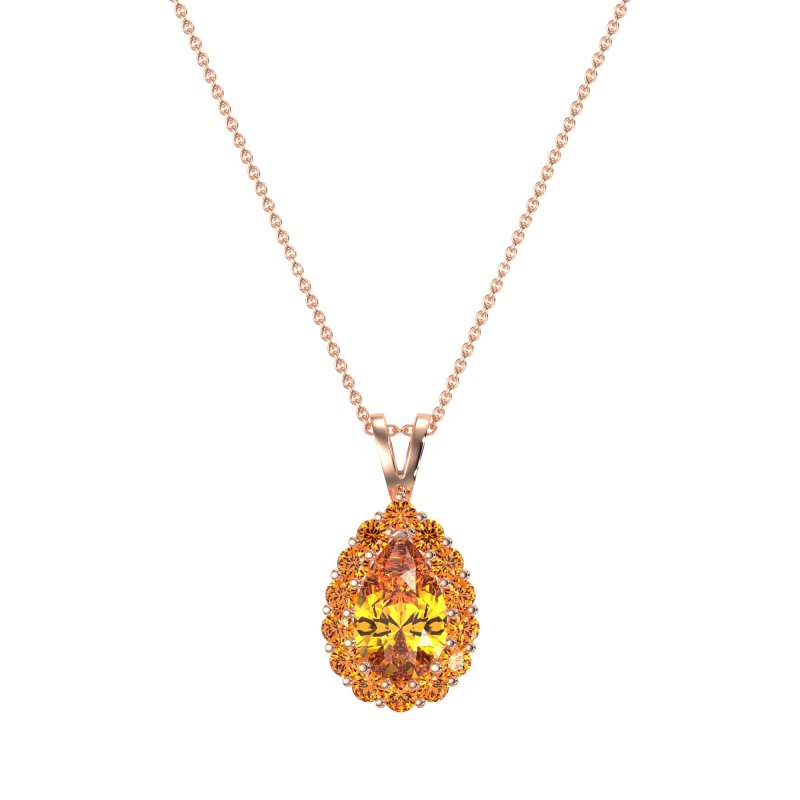 Pear Drop Halo Simple Necklace