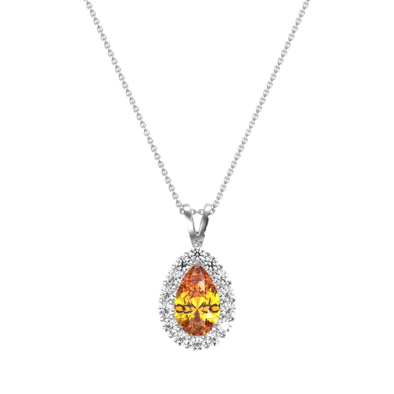 Pear Drop Halo Simple Necklace