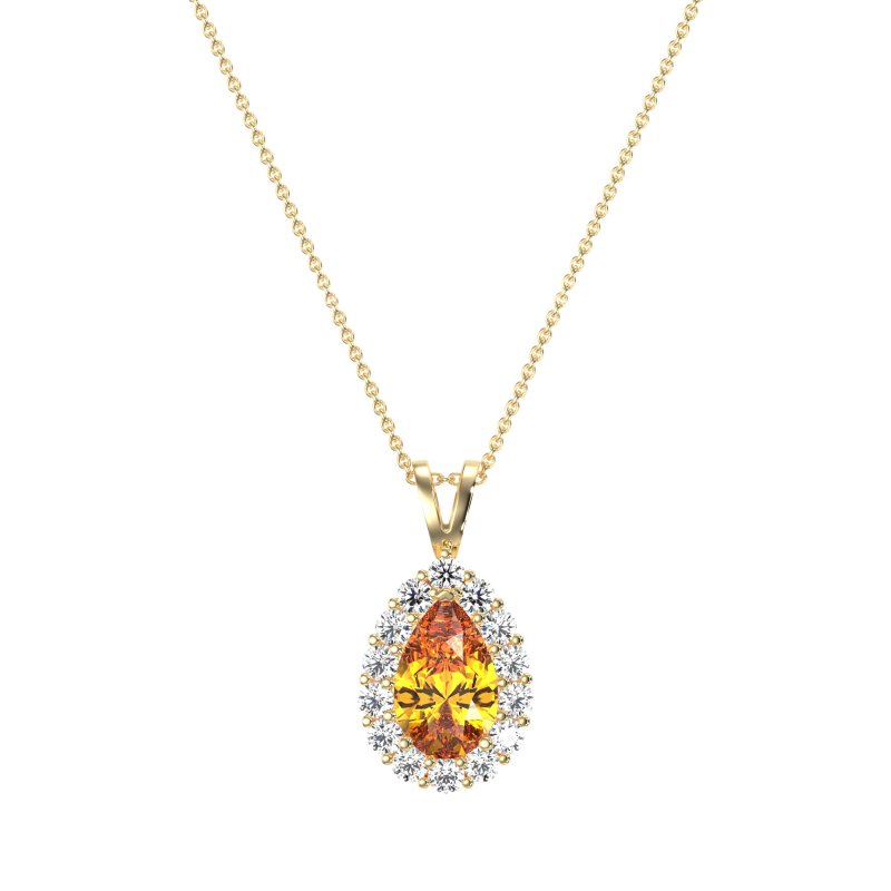 Pear Drop Halo Simple Necklace