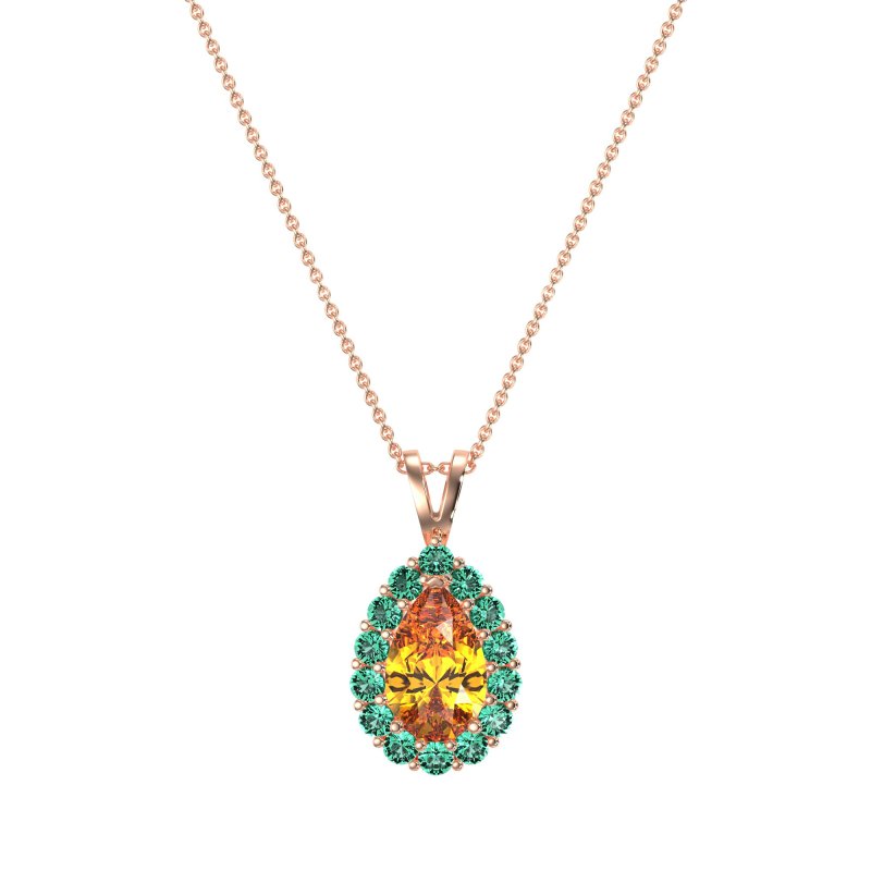 Pear Drop Halo Simple Necklace