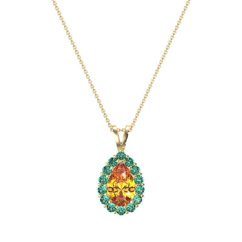 Pear Drop Halo Simple Necklace