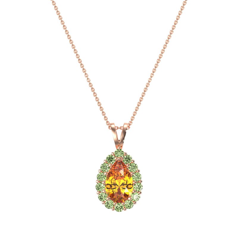 Pear Drop Halo Simple Necklace