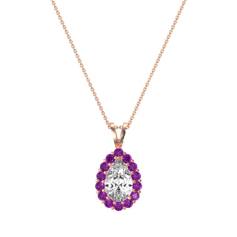 Pear Drop Halo Simple Necklace