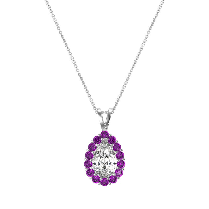 Pear Drop Halo Simple Necklace