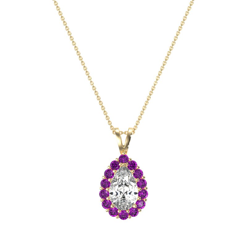 Pear Drop Halo Simple Necklace