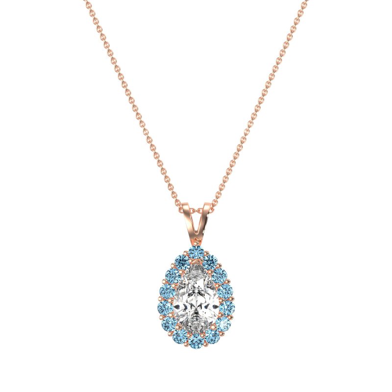 Pear Drop Halo Simple Necklace