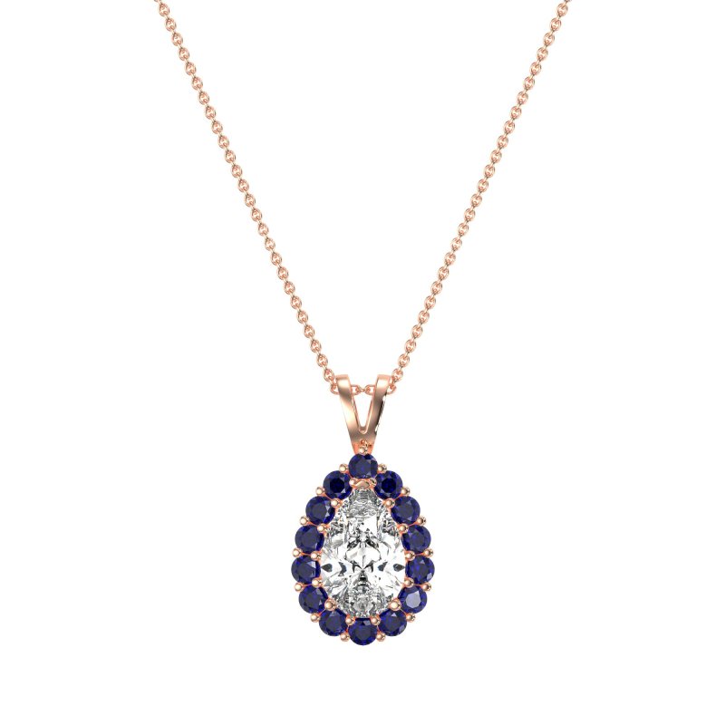 Pear Drop Halo Simple Necklace
