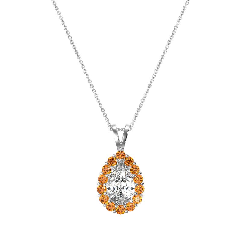 Pear Drop Halo Simple Necklace