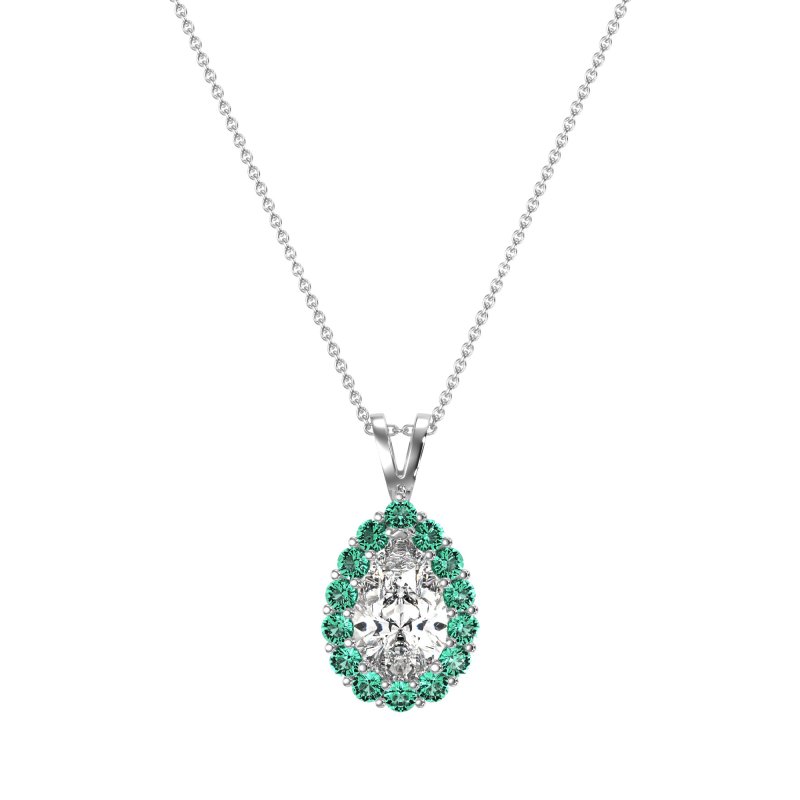Pear Drop Halo Simple Necklace
