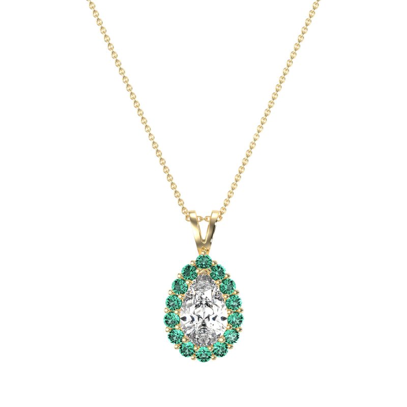 Pear Drop Halo Simple Necklace