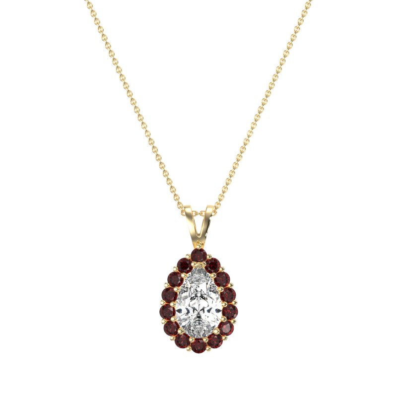 Pear Drop Halo Simple Necklace