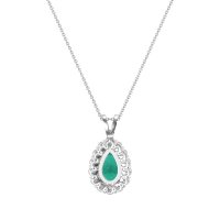 Pear Drop Halo Simple Necklace