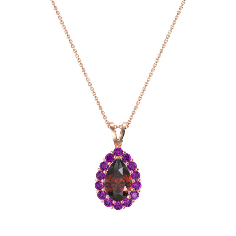 Pear Drop Halo Simple Necklace