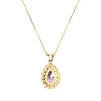 Pear Drop Halo Simple Necklace