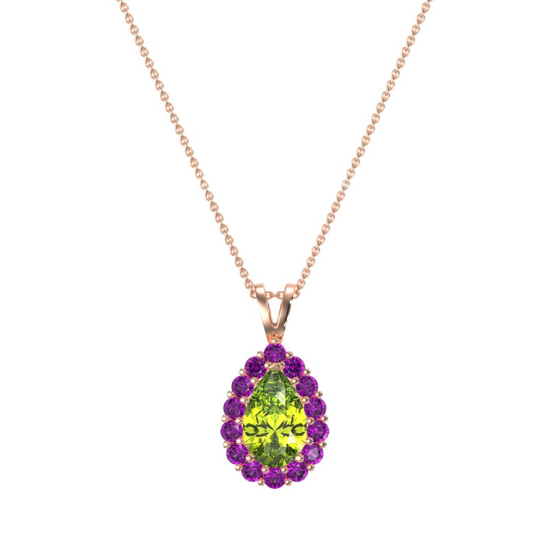 Pear Drop Halo Simple Necklace