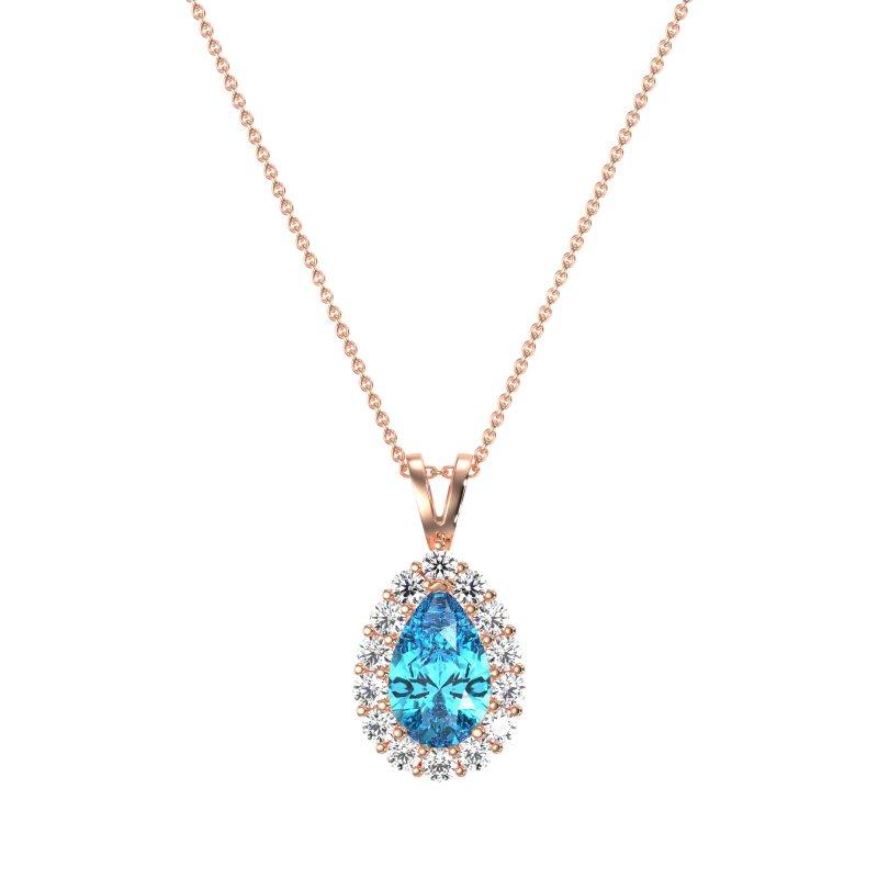 Pear Drop Halo Simple Necklace