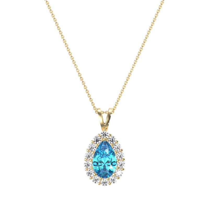 Pear Drop Halo Simple Necklace
