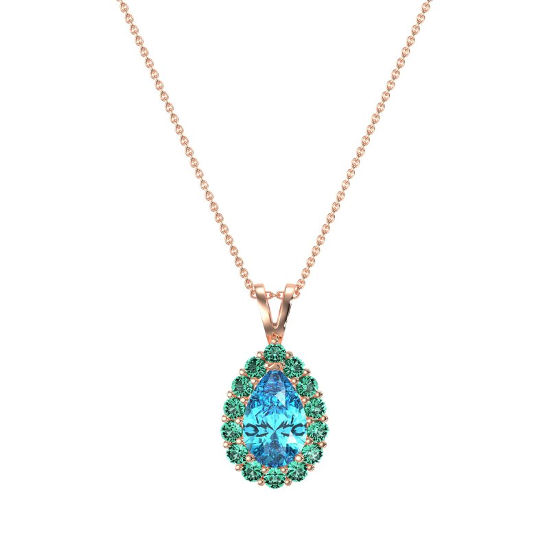 Pear Drop Halo Simple Necklace