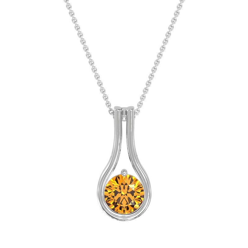Modern Round Solitaire Necklace