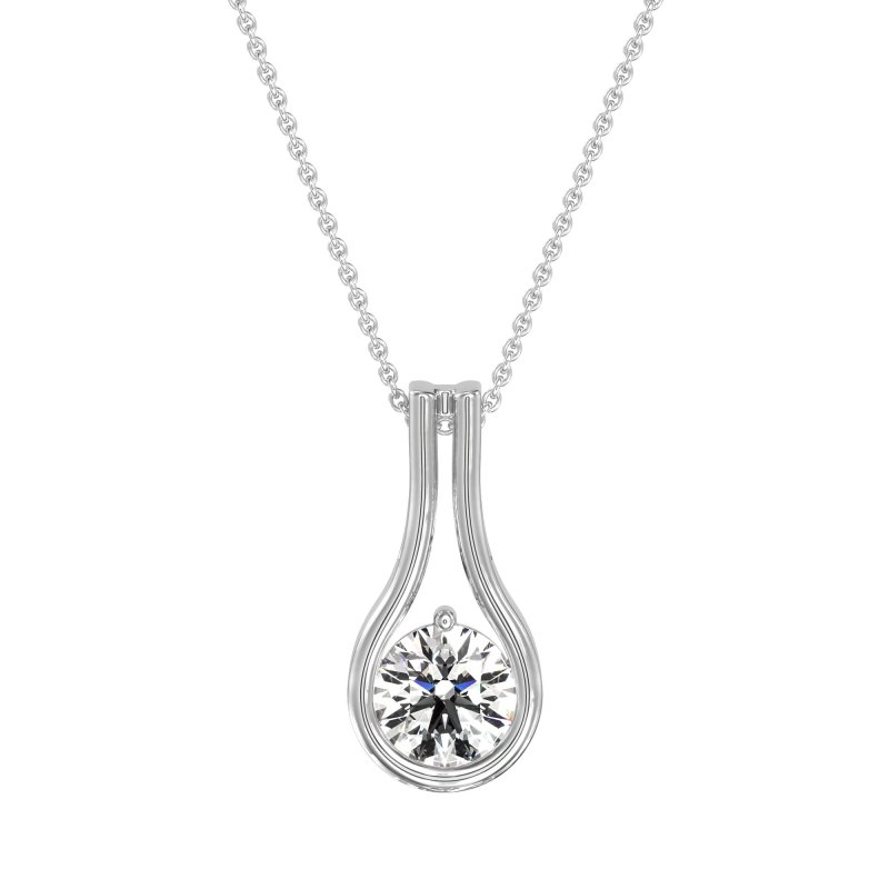 Modern Round Solitaire Necklace
