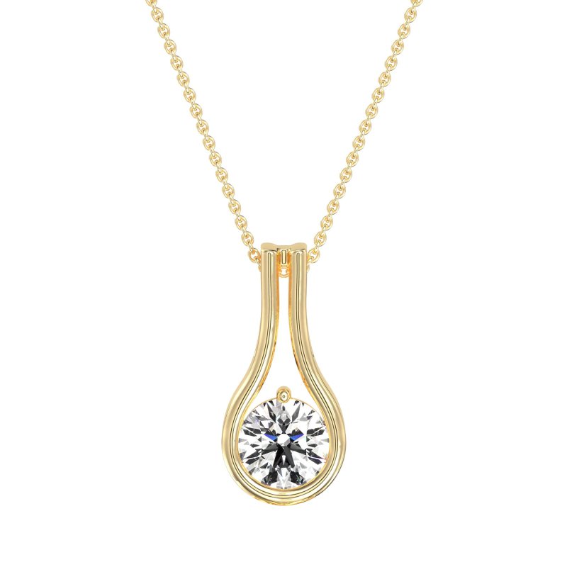 Modern Round Solitaire Necklace