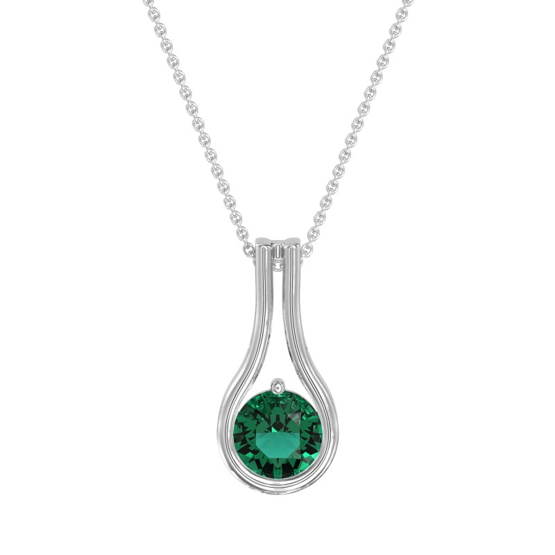 Modern Round Solitaire Necklace