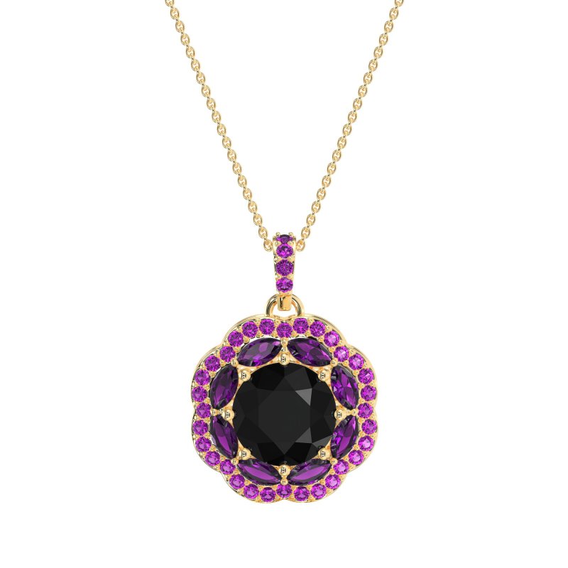 Flower Marquise Halo Necklace
