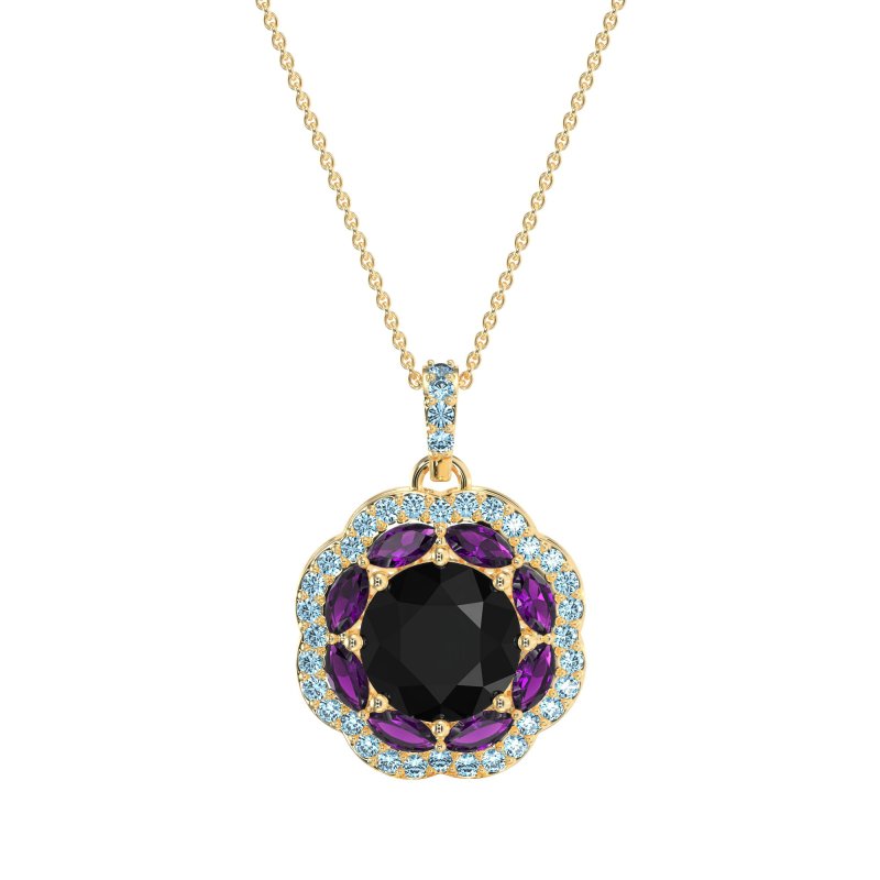 Flower Marquise Halo Necklace