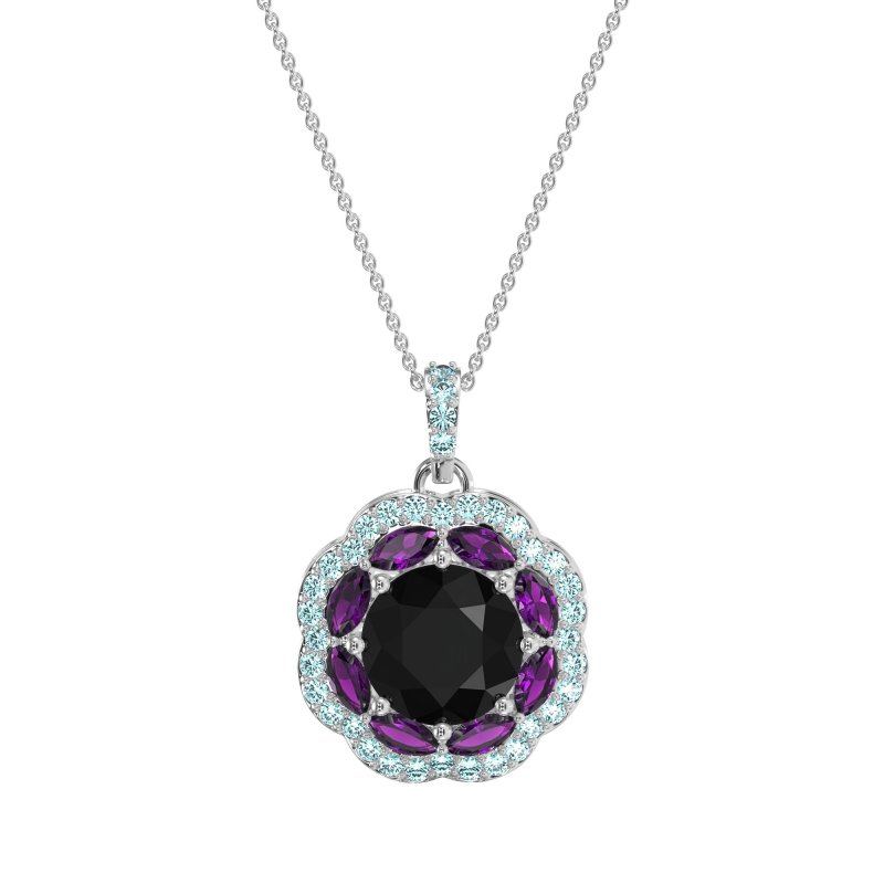Flower Marquise Halo Necklace