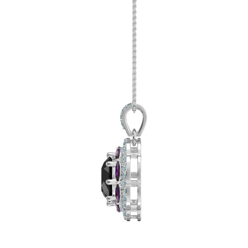 Flower Marquise Halo Necklace