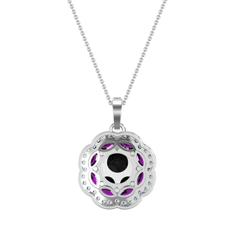 Flower Marquise Halo Necklace